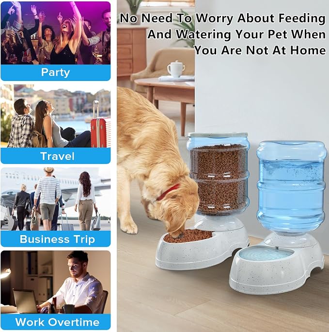 Kenond 3 Gallon Dog Feeder and Water Dispenser, Gravity Food Dispenser