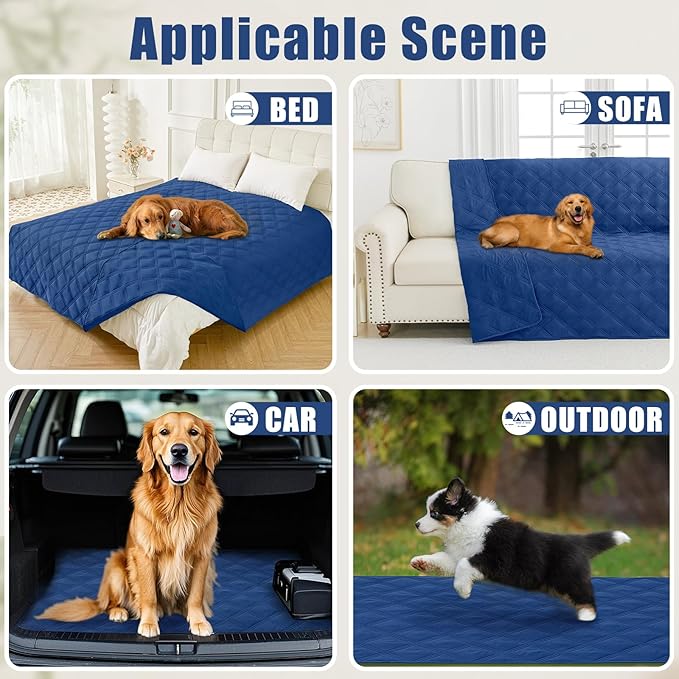 Smiry Waterproof Dog Bed Cover Blanket 30x53, Soft Reversible Pet Blanket, Washable Leakproof Cats Dogs Couch Cover for Sofa, Couch, Furniture, Lattice, Navy/Navy