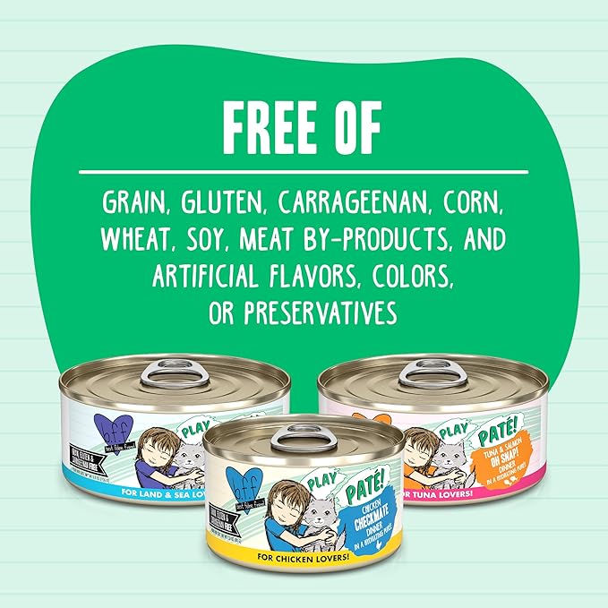 Weruva B.F.F. Play - Best Feline Friend Paté Lovers, Aw Yeah!, Chicken & Beef Best Buds with Chicken & Beef, 2.8oz Can (Pack of 12)