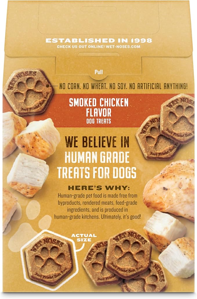 Wet Noses Organic Crunchy Dog Treats – All-Natural, Human-Grade, Non-GMO, Healthy Training & Delicious Snacks for Dogs, for All Dog Sizes & Breeds – Smoked Chicken, 14oz (2 Pack)