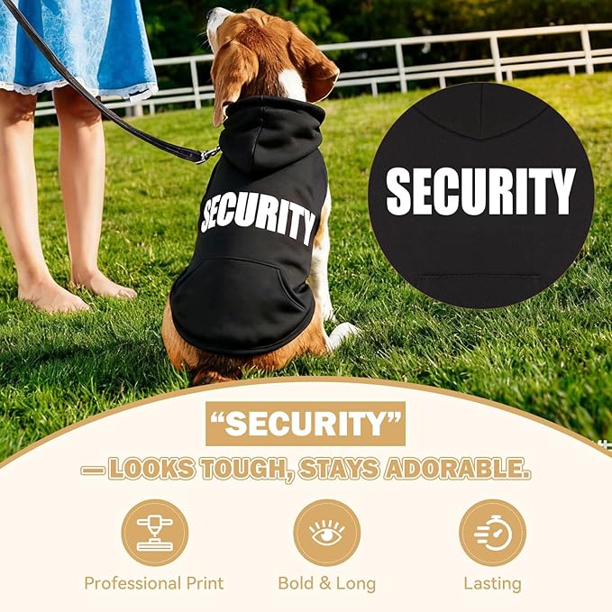 3XL Dog Sweaters for Large Dogs,Security Dog Hoodie,Warm Brushed Fleece Sweatshirt with Hood & Pocket,Leash Hole,Cozy Cold Weather Pet Clothes Sweater for Small,Medium,and Large Dogs,3XL