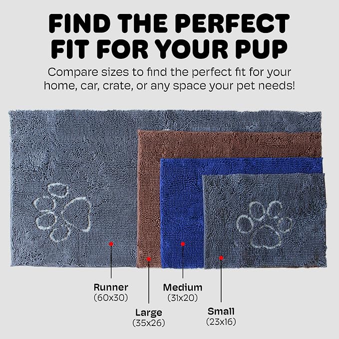 Dog Gone Smart Dirty Dog Doormat - Fast Drying Rug with Super Gripper Backing for Clean Floors - Super Absorbent and Machine Washable Mat for Muddy Paws - Aqua | Super Gripper Backing for Clean Floors - Absorbent Microfiber and Machine Washable Mat for...