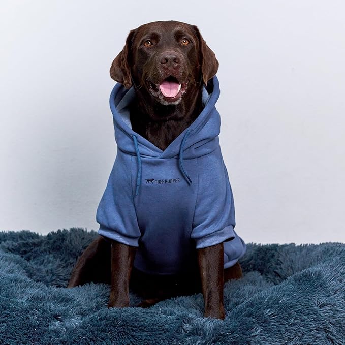 Tuff Pupper Dog Hoodie | Premium Quality Insulated Fabric | Ultra Soft Interior for Superior Comfort | Elastic Cuffs & Drawstring for Warmth | Stretch Fit Suitable for All Breeds (Blue, XXL)