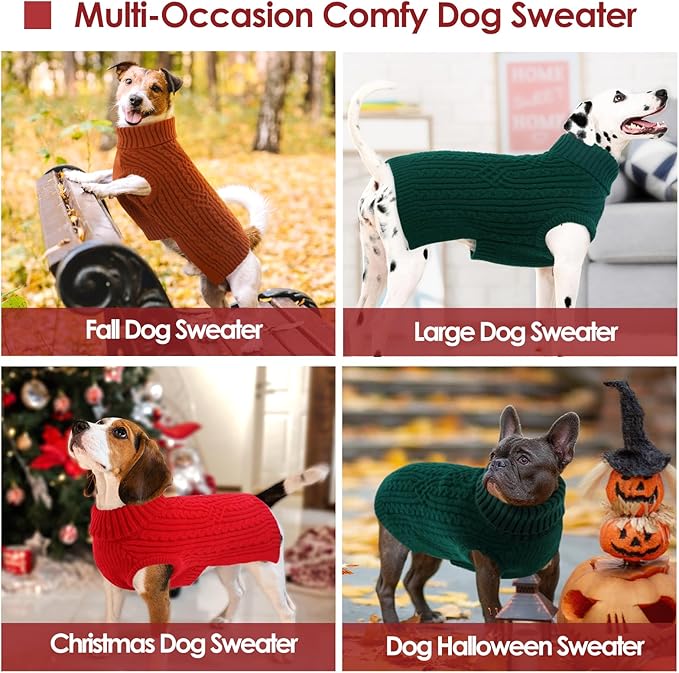 AOFITEE XL Christmas Dog Sweater, Extra Large Dog Sweater Girl Boy, Warm Turtleneck Dogs Sweaters Girl Boy, Red Dogs Sweaters Pet Knitwear, Soft Pullover for Beagle, Weimaraner, Dalmation, Red XL