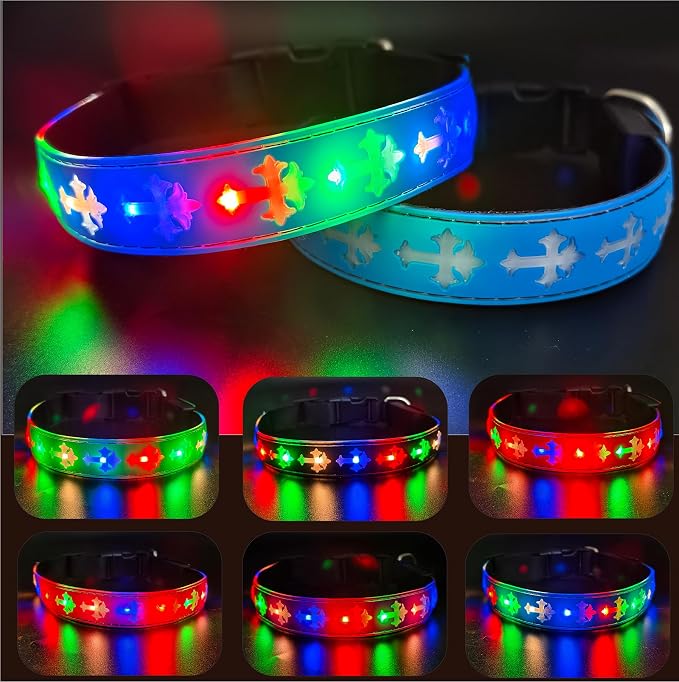 Light Up Glow Dog Collar with Chinese Style AirTag Holder