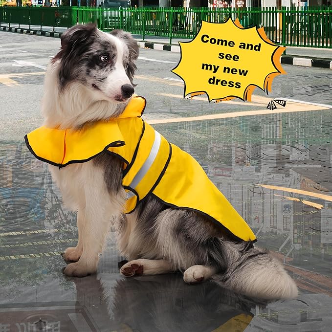 Paiaite Dog Raincoat: Hooded Slicker Poncho, Durable Waterproof Jacket with Reflective Stripes for Safety, Convenient Leash Hole Adjustable Fit, Perfect for Small, Medium Large Dogs Purple 2XL