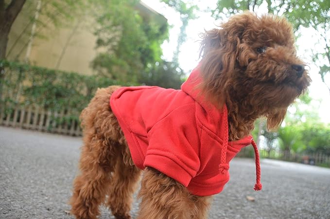 Lovelonglong Blank Basic Hoodie Sweatshirt for Dogs 100% Cotton Fits Small Medium Dachshund Large Dog Red S