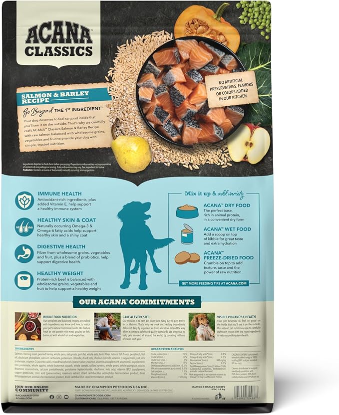 ACANA Classics Dry Dog Food Salmon and Barley Recipe 4lb Bag