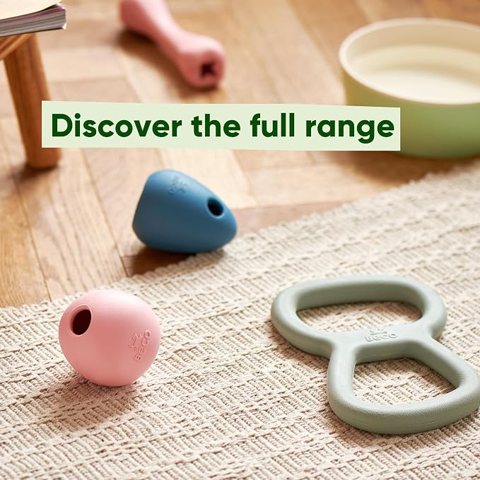 Beco Natural Rubber Bouncy, Chewy & Fillable Boredom Buster Dog Toy, Rolls & Wobbles Stuff with Multiple Fillable Holes, Blue