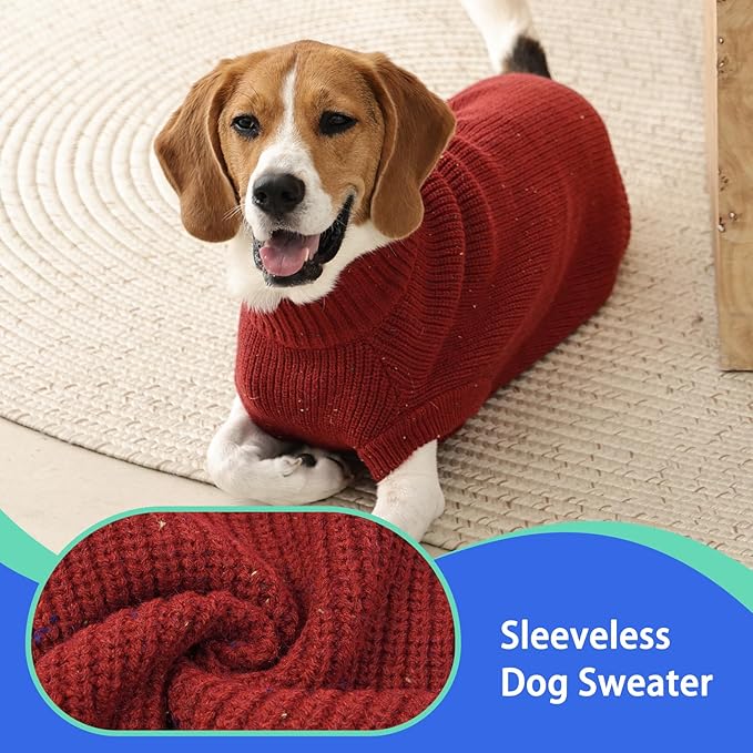 MIGOHI XS Cute Dog Sweater, Sleeveless Knit Puppy Pullover | Soft Thermal Knit Cloth for Boy Girl, All-Season Breathable Dogs Sweater, Machine Washable, XS, Red