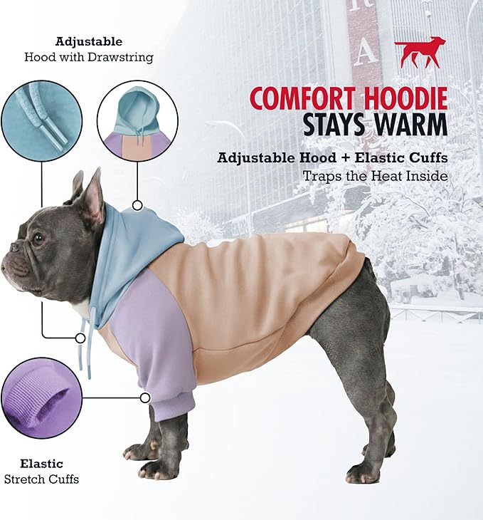 Tuff Pupper Dog Hoodie | Premium Quality Insulated Fabric | Ultra Soft Interior for Superior Comfort | Elastic Cuffs & Drawstring for Warmth | Stretch Fit Suitable for All Breeds (Pastel, S)