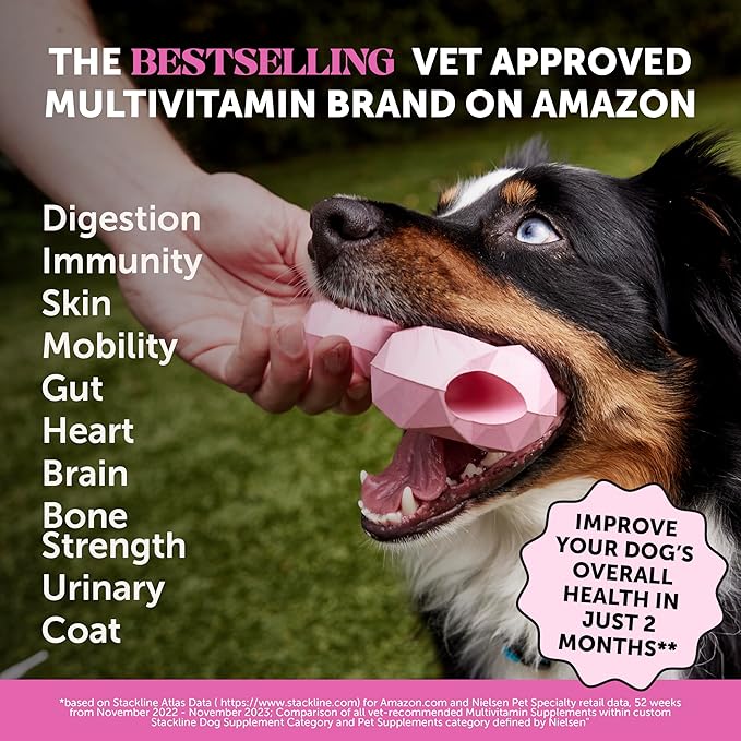Multivitamin Dog Supplement, Glucosamine Chondroitin for Dogs, Probiotics, Omega Fish Oil, Dog Supplements & Vitamins, Vitamins for Skin and Coat Allergies (Chicken 90 ct)