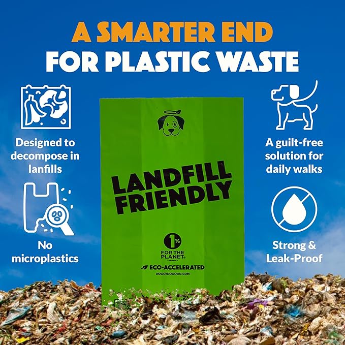 Doggy Do Good Landfill-Friendly Poop Bags | Dog Waste Bags Made with 50% Recycled Plastic + 15% Biobased Material | Unscented, Thick, Leak-Proof, Easy Open | Standard Size | 360 Count Bulk Box