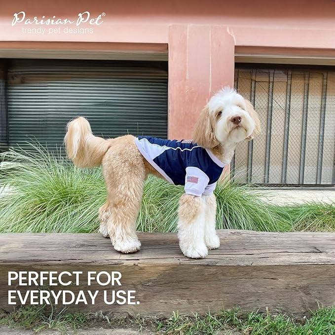 Parisian Pet Dog Jersey - Embroidered “ USA “ Breathable Mesh Fabric - Basketball, Football, and Olympic Sportswear Pet Clothes - Lightweight for Large Dogs - 4XL