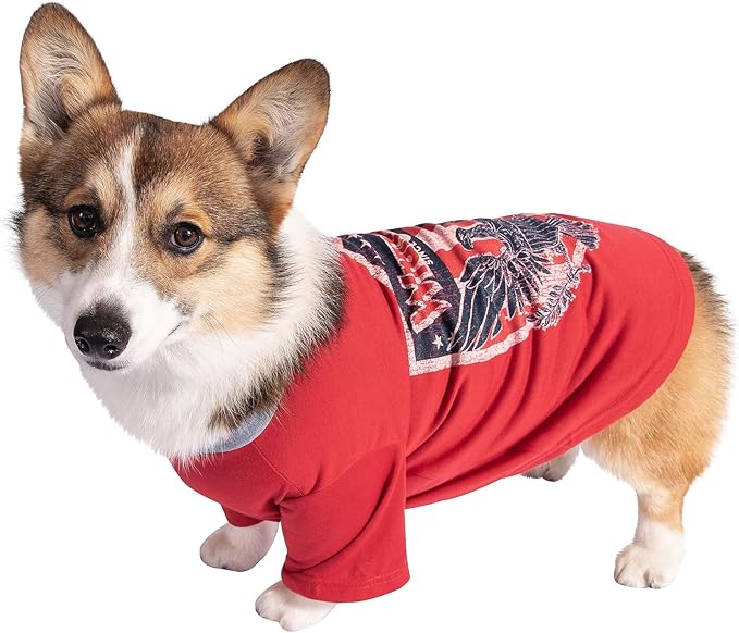 Wrangler Red Dog T-Shirt Medium – Western Rope Shield Logo Dog Tshirt for Medium Dogs, Soft Comfortable Tee