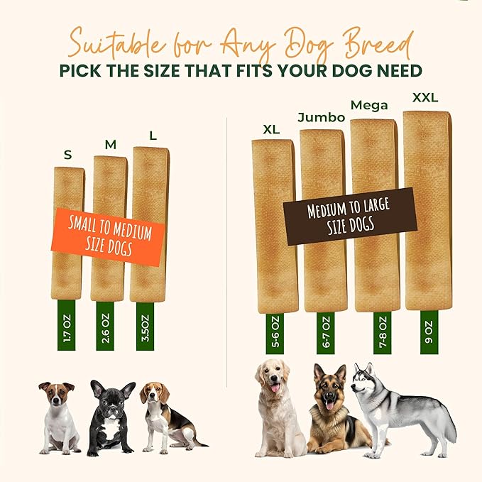 Authentic Himalayan Natural Dog Cheese Chew (Pack of 4 Large & XLarge Chews), Premium Organic Yak Chew, Keeps Your Dog Busy, Ideal for Indoors and Outdoors Use