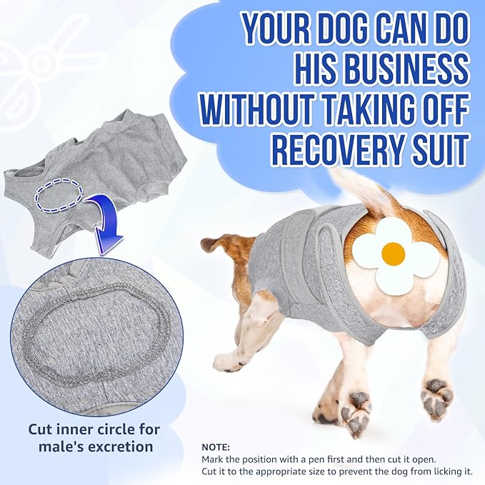 SlowTon Dog Surgery Recovery Suit - Zipper On Dog Onesies After Surgery for Female Male Dogs, Abdominal Wounds Bandages Cone/E-Collar Alternative Dogs Body Suit Shirt Anti-Licking (Grey,3XL)