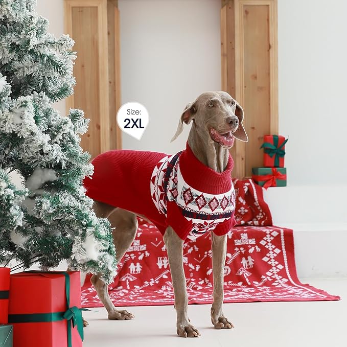 IECOii Extra Large Dog Sweater,XXXXL Dog Sweater Larged Size Dog,4XL Big Dog Sweater Turtleneck Knitwear Dog Cold Weather Sweater,Girl and Boy Red Dog Sweater for Doberman, Great Dane,XXXX-Large