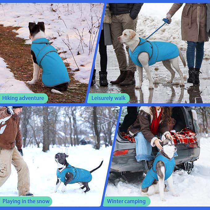 MIGOHI Warm Dog Coat Winter Dog Jacket,Waterproof Cold Weather Coats for Dogs,Fleece Jacket for Small Medium Large Dogs,Reflective Thick Fleece Vest with Leash Hole