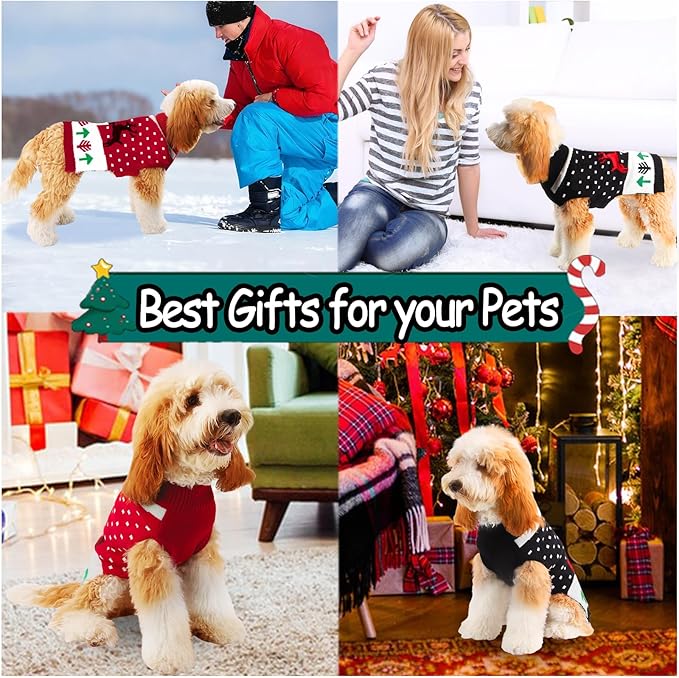 TONY HOBY Dog Christmas Sweater Knitted Warm Dog Sweatshirt, Puppy Cold Weather Pullover Classic Knitwear, Thick Warm Winter Pet Clothes, Doggy Winter Coat Small Doggie Sweater (XL, Red)