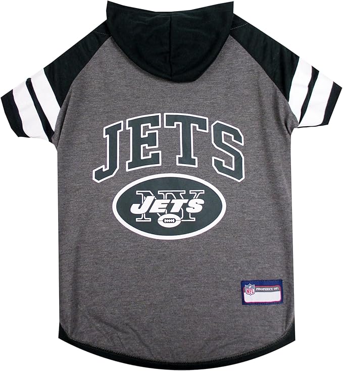 Pets First NFL New York Jets Hoodie for Dogs & Cats. | NFL Football Licensed Dog Hoody Tee Shirt, Medium| Sports Hoody T-Shirt for Pets | Licensed Sporty Dog Shirt