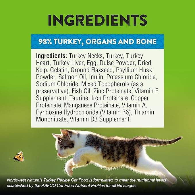 Northwest Naturals Freeze-Dried Turkey Cat & Kitten Food – Bite-Sized Nibbles – Healthy, Limited, Human-Grade Ingredients, All-Natural, High-Protein Raw Diet – Complete & Balanced – 11 oz (Pack of 3)