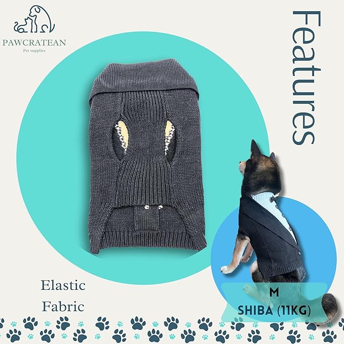 Cute Sweater for Dogs and Cats Soft Flannel Pet Outfit Warm and Cozy Animal Hoodie Small to Large Pet Clothes for Halloween Parties and Everyday Wear (Small, Black Bowtie)
