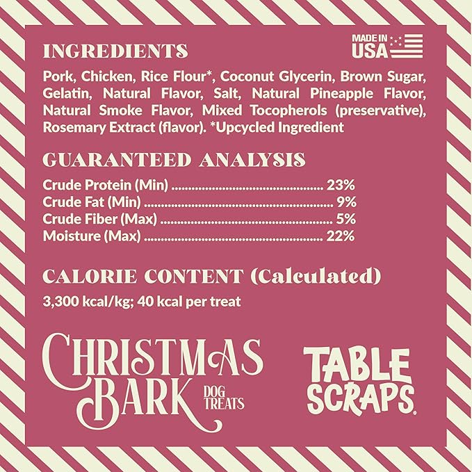 Table Scraps Disney Christmas Bark Pineapple Glazed Ham Dog Treats, 5oz Bag
