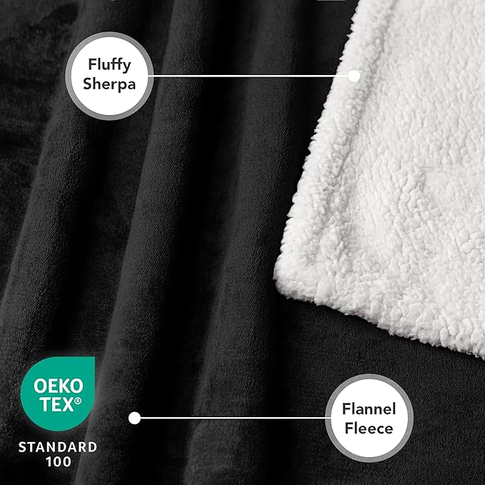 PetAmi Dog Blanket for Small Medium Dogs, Pet Bed Blanket Cat Puppy Kitten, Fleece Furniture Couch Cover Protector Sofa Car, Soft Sherpa Dog Throw Plush Reversible Washable, Mini 29x40 Black