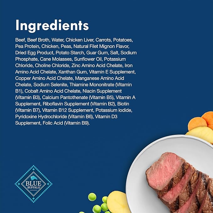 Blue Buffalo Delights Small Breed Natural Wet Dog Food, Filet Mignon Flavor in Gravy, 3.5-oz Cups, 12 Count