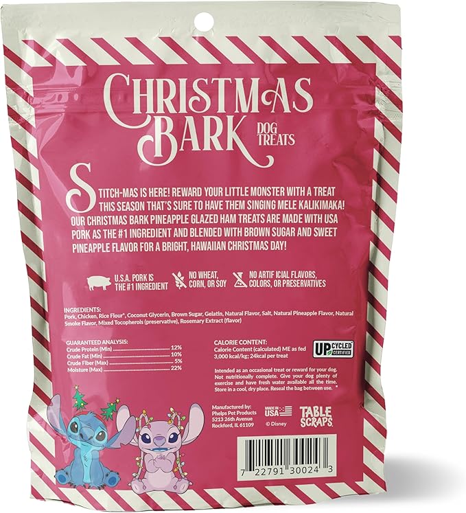Table Scraps Disney Christmas Bark Pineapple Glazed Ham Dog Treats, 5oz Bag
