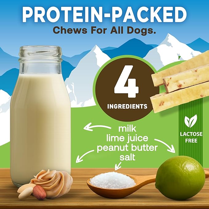 EcoKind Premium Gold Yak Cheese Himalayan Dog Chews, Dog Treats Large Breed, All Natural, High Protein Dog Chew, Peanut Butter, Large - 5 Chews