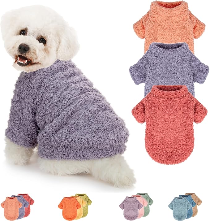 Dog Sweater, 3 Pack Sweaters for Small Dogs Girl, Dog Clothes for Medium Dogs Male or Boy, Ultra Soft and Warm Puppy Coat for Winter Christmas (Medium, Pink+Purple+Magenta)