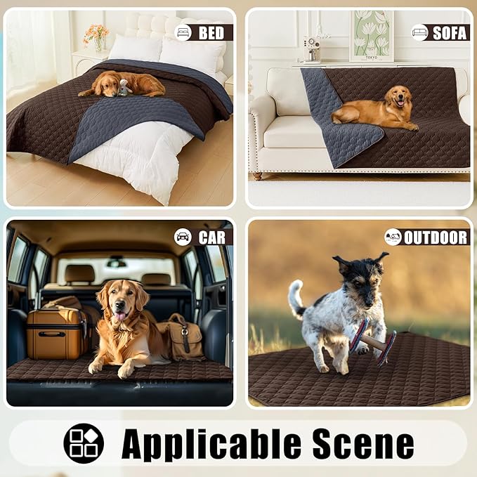 Smiry Waterproof Dog Bed Cover Blanket, Soft Reversible Pet Blanket, Washable Leakproof Cats Dogs Couch Cover for Sofa, Couch, Furniture, Plaid (30x70 Inch, Chocolate/Dark Grey)