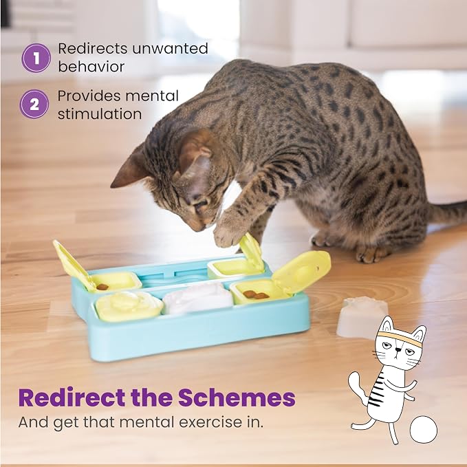 Catstages Nina Ottosson Kitty Cube Puzzle Cat Toy Treat Puzzle, 8.7" | Level 2 Intermediate, 10 Hidden Treat Cups, Problem Solving, Interactive Enrichment, Slow Feeder, Indoor Cats & Kittens