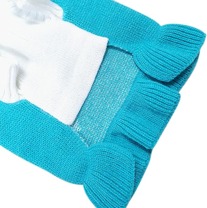 CHBORCHICEN Pet Dog Sweaters Classic Knitwear Turtleneck Winter Warm Puppy Clothing Cute Strawberry and Heart Doggie Sweater (L, Dress-Sky Blue)