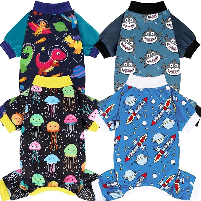 XPUDAC Dog Pajamas Clothes for Small Dogs Boy, Doggie Pjs Puppy Onesies Outfits Pet Clothes Christmas Pajamas, 4 Styles (Universe, X-Small)