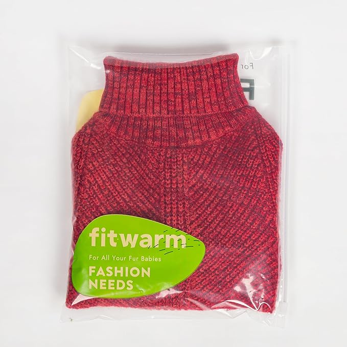 Fitwarm Knitted Turtleneck Dog Sweater, Thermal Dog Winter Clothes for Small Dogs Boy Girl, Holiday Pet Outfit, Heather Dark Red, XXL