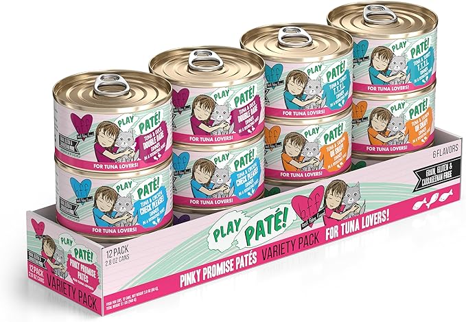 Weruva B.F.F. Play - Best Feline Friend Paté Lovers, Aw Yeah!, Pinky Promise Patés! Variety Pack, 2.8oz Can (Pack of 12)