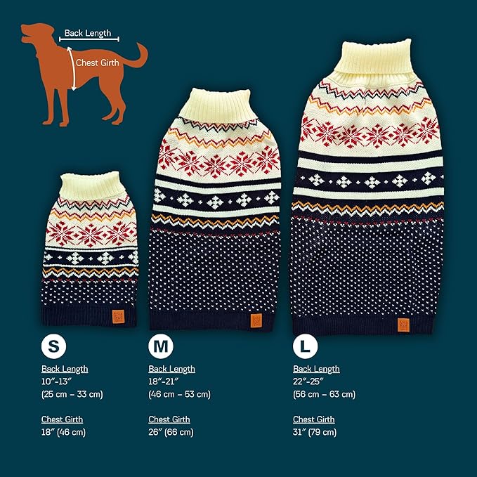Cozy Dog Sweater for Outdoor Adventures—Breathable & Insulating Knit—Classic Fit—Backpacking Gear for Dogs—Dog Hiking Gear—Dog Camping Gear (Small, Nordic)