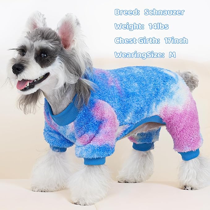 XPUDAC Dog Sweater, Dog Winter Clothes for Small Medium Dogs Girl Boy Fleece Doggy Pajamas for Winter Christmas, Tie-Dye01, XX-Large