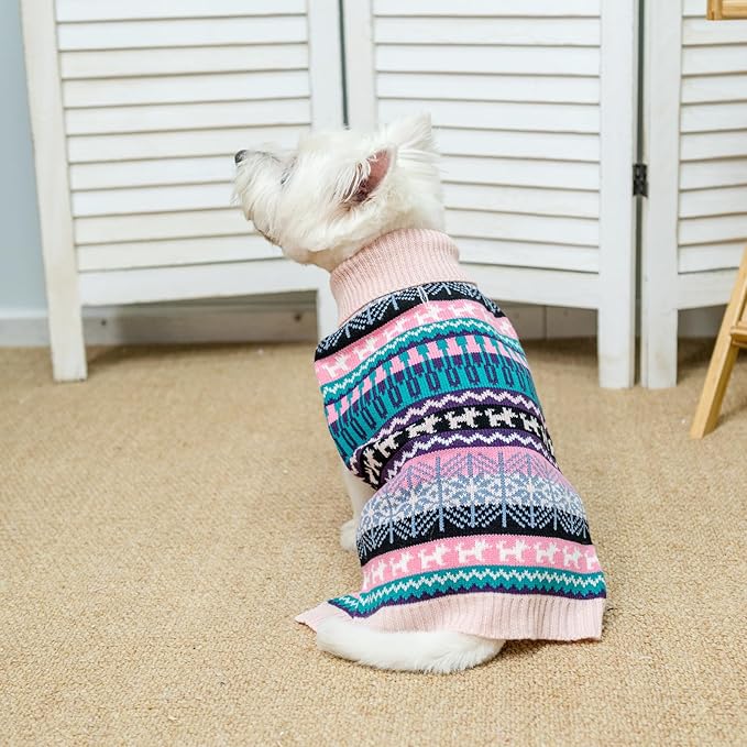 Mihachi Dog Sweater - Winter Coat Apparel Clothes with Colorful Stripes for Cold Weather
