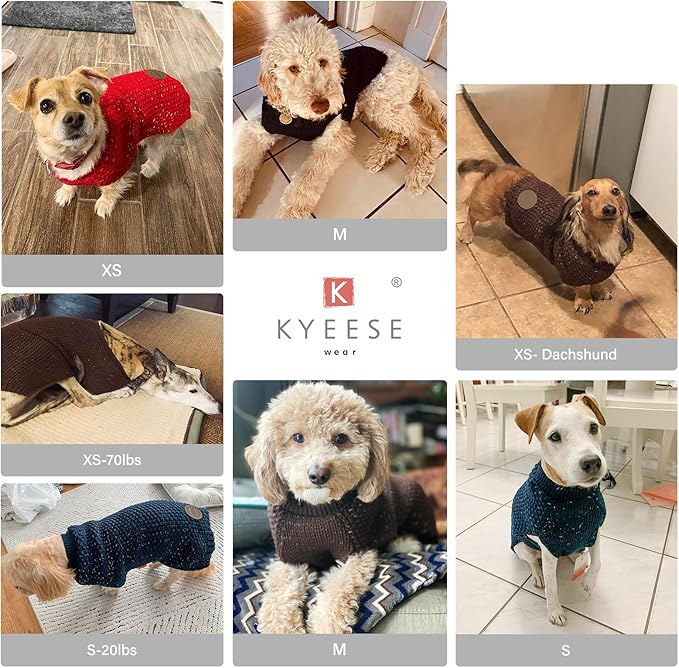 KYEESE Dog Sweater with Leash Hole for Small Dogs Male Warm Pullover with Reflective Yarn Soft Knit Pullover Boy Dog Coats Cozy Lightweight Thick Sweater Pet Indoor Outdoor Wear,Green,Small