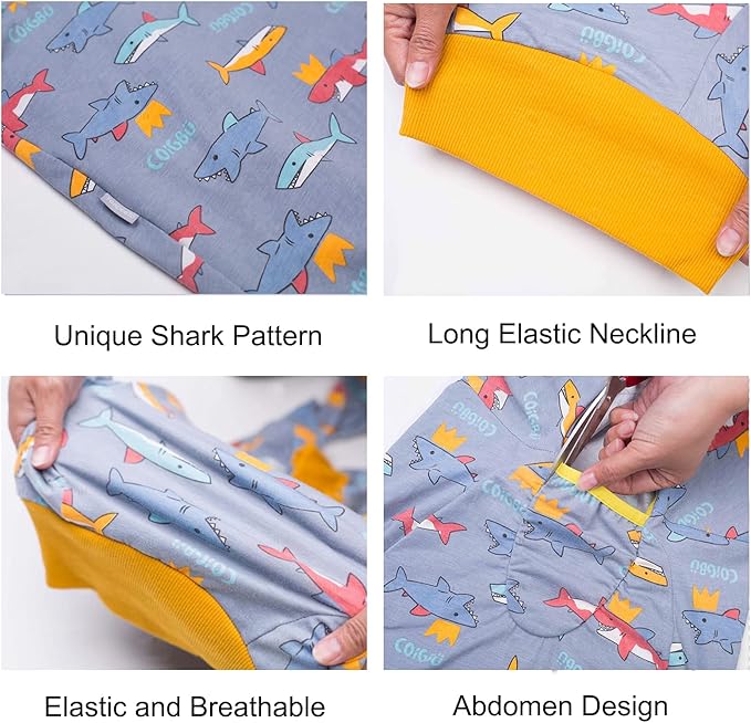 Dog Recovery Suit After Surgery Female Male, Medium Large Dog Neuter Shirt Cone Alternatives Prevent Licking Surgical Onesies (Grey Shark, 7XL)