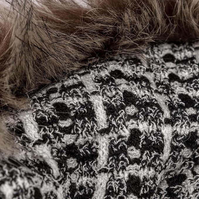 Dog Sweater Cloak, Pearl Cotton Bouclé Yarn Puppy Sweater, Cold Weather Coat Knitwear for Small Dogs, Classic Turtleneck Thick Dog Clothes with Thick Fluff DS95XL