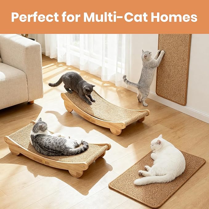 Ordora Cat Scratcher & Mat Set: 31.5" Extra Large Cat Scratch Pad&Bed – Cat Wall Scratcher Protects Sofas and Furniture – Ideal for Indoor Cats to Scratch and Rest