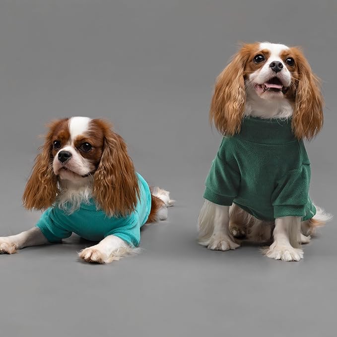 Fitwarm 3 Pack Fleece Dog Sweater, Turtleneck Dog Sweatshirt, Dog Winter Clothes for Small Dogs Boy Girl, Pet Pullover Jumper, French Bulldog Apparel, Dark Green, Teal Green, Olive Green, XL