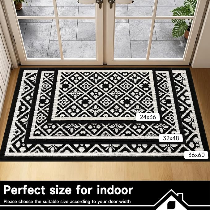Ileading Indoor Door Mat 2x3ft, Absorbent Muddy Mats for Dogs, Low-Profile Entrance Welcome Mat with Non-Slip Rubber Backing, Washable Runner Carpet for Hallway,Entryway,Kitchen