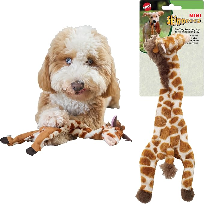SPOT Skinneeez Giraffe 14 Inch Stuffing-Free Plush Squeaky Dog Toy – Soft Interactive Chew Toy for Small and Medium Dogs – Mess-Free Play for Light & Moderate Chewers
