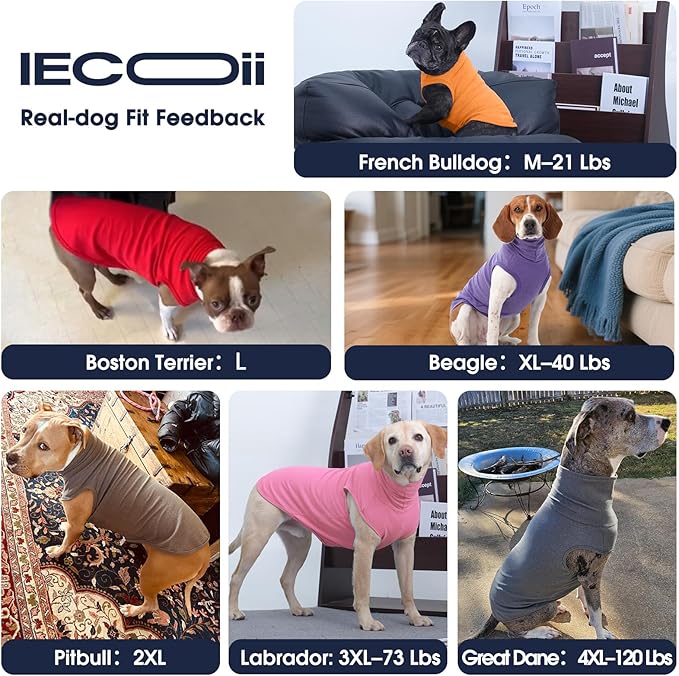 IECOii 4XL Dog Sweater - Stretch Fleece Sweater with Turtleneck,Orange,XXXX-Large, Warm Pullover Sweatshirt Pajamas for Indoor Sleeping/Outdoor Walking, Comfort Fit for Giant Breeds Like Great Dane